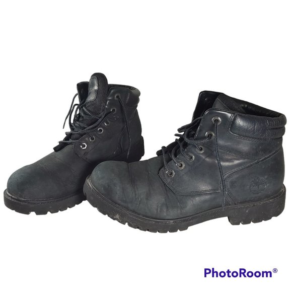 Black leather timberlands sales